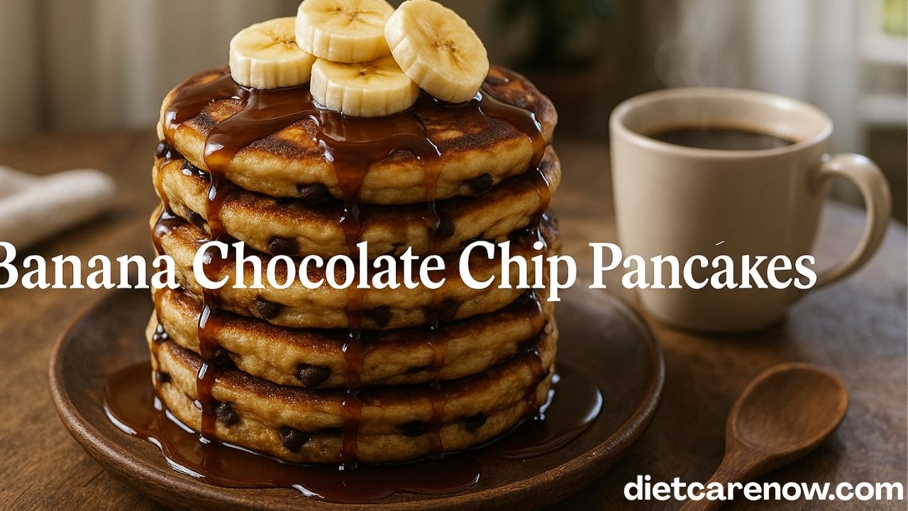Fluffy Banana Chocolate Chip Pancakes